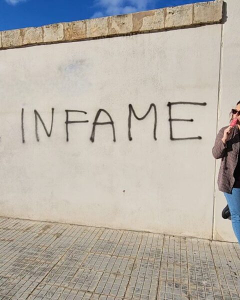Tonia Infame - scritta su un muro di Sassari